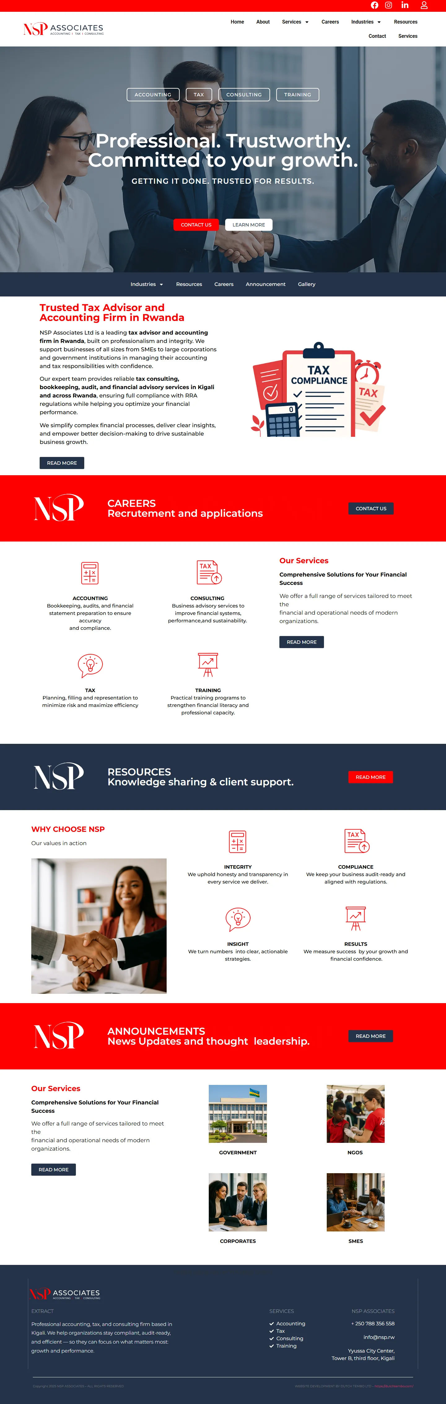 NSP Associates website on desktop