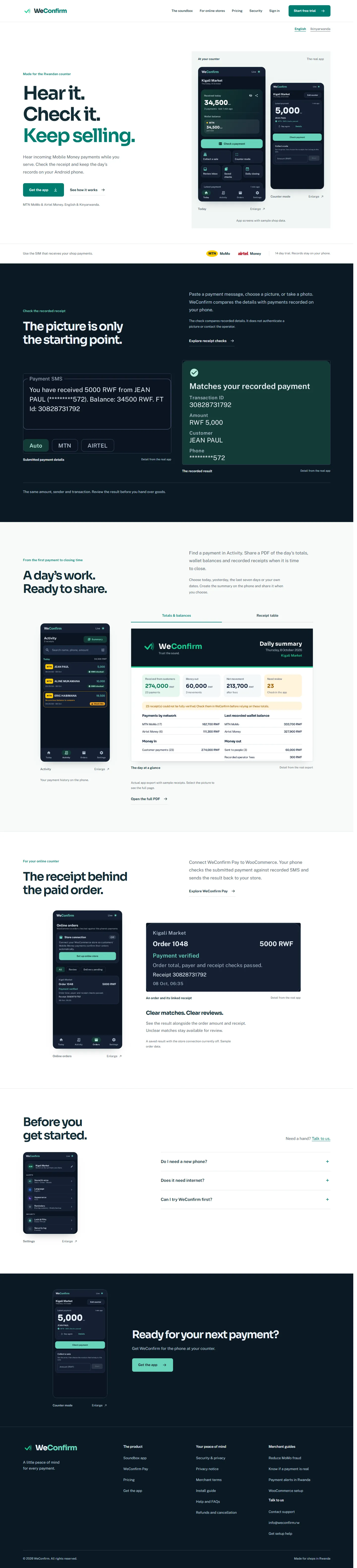 WeConfirm website on desktop